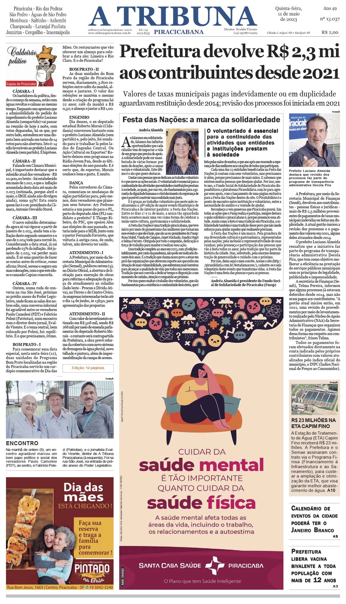 A Tribuna Piracicabana Edição 13037 Quintafeira 110523