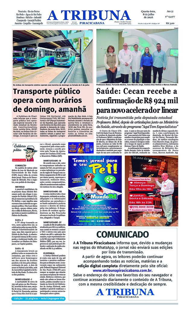 A Tribuna Piracicabana – Edicao 13977 - 22 páginas – quarta-feira 08-07-26-compactado-1