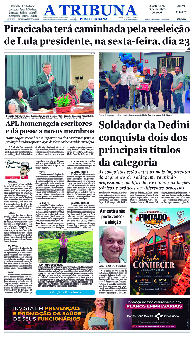 A Tribuna Piracicabana – Edição 14059 - 12 páginas – quarta-feira 21-10-26-compactado-1