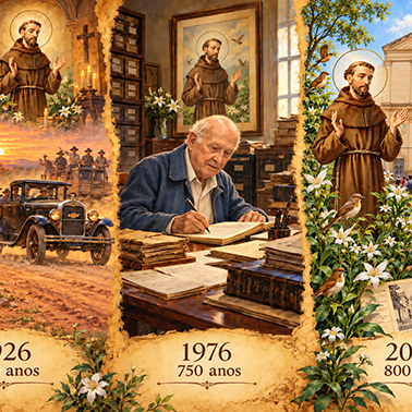 O menino, o santo e o tempo: Achados do Arquivo traz à tona uma memória centenária de Guilherme Vitti.CRÉDITO: Imagem criada com o uso de IA.