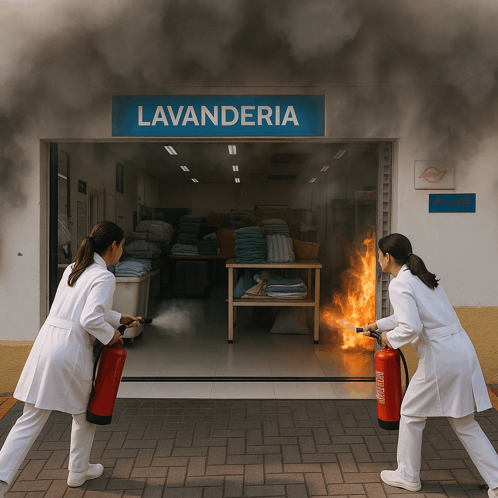 Membros da Brigada de Incêndio em um dos treinamentos práticos desenvolvidos no Hospital

