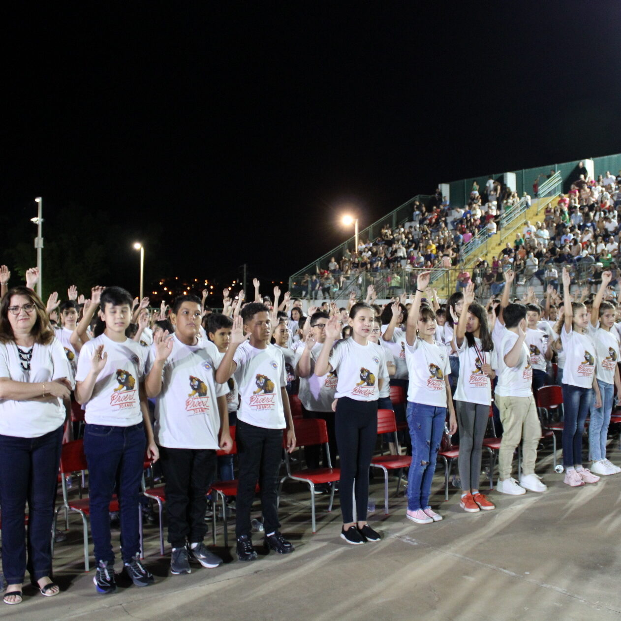 publico Ao todo, mais de 540 alunos de mais de 10 escolas municipais e particulares participaram da cerimônia, que marcou os 30 anos de Proerd